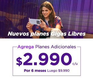 Nuevos planes Gigas Libres, agrega planes adicionales por $2.990 cada uno por 6 meses, luego $9.990