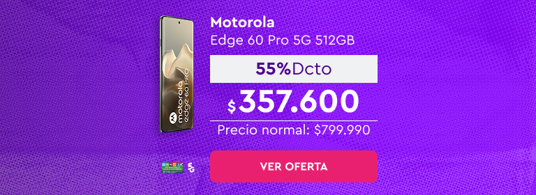 Cámbiale el equipo a tu MOM | 24 cuotas sin interés con bancos asociados | Despacho Gratis | 5G | Motorola Edge 60 Pro 5G 512GB - 55% Dcto $357.600 - Precio normal: $799.990 |  Ver oferta