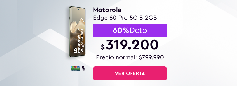 Extendimos - Cyber WOMday | 24 cuotas sin interés | Despacho gratis | Motorola Edge 60 Pro 5G 512GB | 60% Dcto $319.200 | Precio normal: $799.990 | Ver oferta