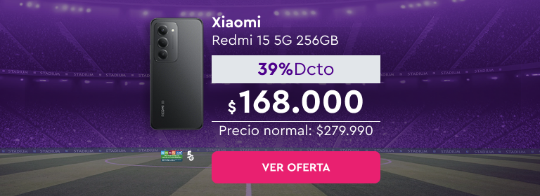 ¡Hay equipo! Renuévate con estas ofertas - 24 cuotas sin interés con bancos asociados | 5G | Despacho Gratis | Xiaomi Redmi Note 15 5G 256GB | 39% Dcto $168.000 | Precio normal: $279.990 | Ver oferta