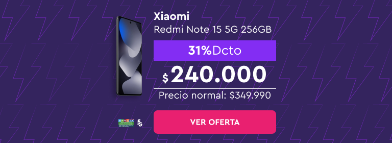Black Days, 24 cuotas sin interes con bancos asociados | Despacho Gratis | 5G | Xiaomi Redmi Note 15 5G 256GB 31% dcto: $240.000 | Precio normal $349.990 | Ver Oferta