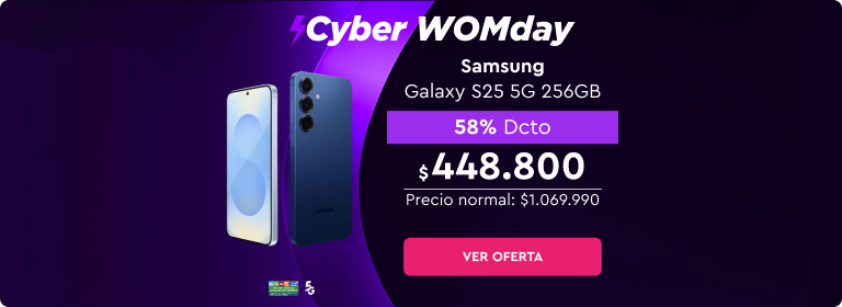 Ya comenzó Cyber WOMday - Renueva tu equipo - 24 cuotas sin interés | 5G | Despacho Gratis | Samsung Galaxy S25 5G 256GB | 58% Dcto $448.800 | Precio normal: $1.069.990 | Ver oferta