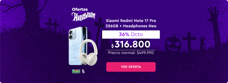 Estrena equipo y accesorios - 24 cuotas sin interés | 5G | Despacho Gratis | Xiaomi Redmi Note 17 Pro 5G 256GB + Headphones Neo | 36% Dcto $316.800 | Precio normal: $499.990 | Ver oferta