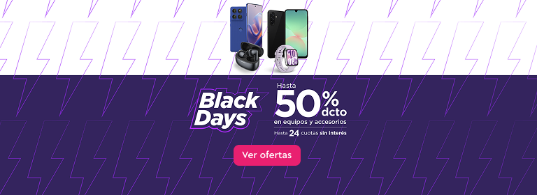 Black Days | Hasta 50% de descuento en equipos y accesorios, hasta 24 cuotas sin interés | Ver más