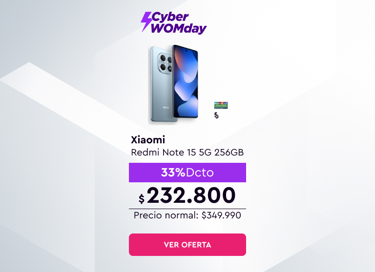 Xiaomi Redmi Note 15 5G 256GB | 33% Dcto $232.800 | Precio normal: $349.990 | Ver oferta