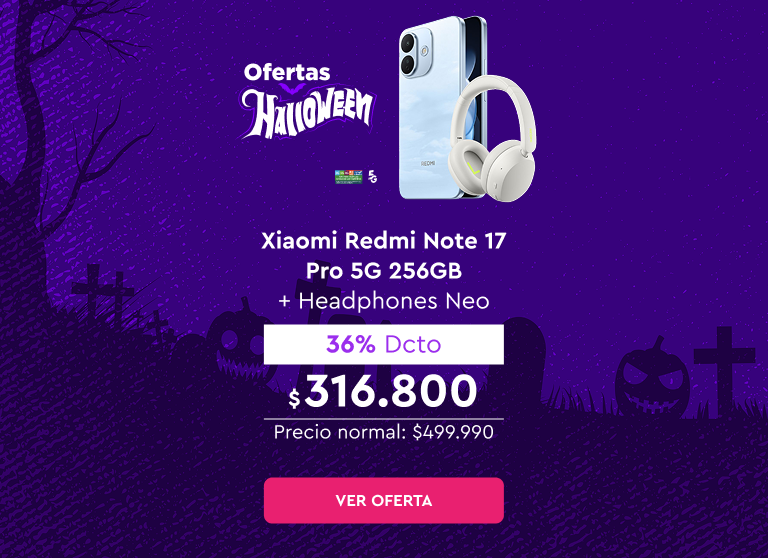 Estrena equipo y accesorios - 24 cuotas sin interés | 5G | Despacho Gratis | Xiaomi Redmi Note 17 Pro 5G 256GB + Headphones Neo | 36% Dcto $316.800 | Precio normal: $499.990 | Ver oferta