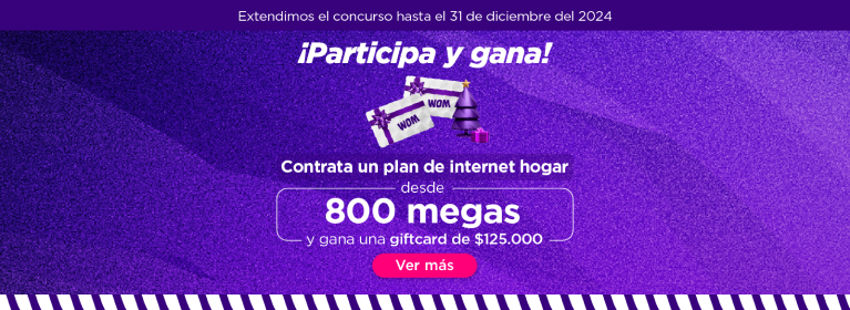 Participa y Gana, Contrata un plan de internet hogar desde 800 megas y gana una giftcard de $125.000 