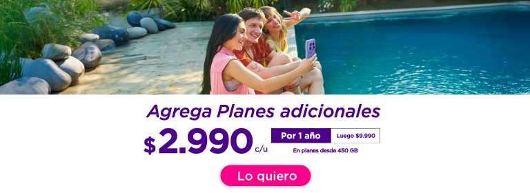 Pórtate con el Doble de Gigas, agrega planes adicionales a $2.990 c/u por 1 año, luego $9.990