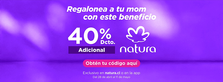 Regalonea a tu MOM con este beneficio, 40% de descuento en natura.cl o en la app de Natura