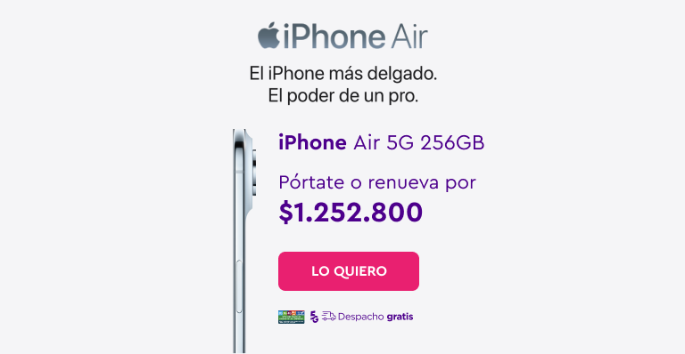Apple iPhone Air 5G 256GB, Pórtate y renueva por $1.252.800