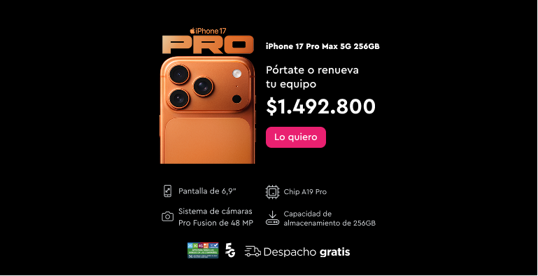 Apple iPhone 17 Pro Max 5G 256GB, Pórtate o renueva tu equipo por $1.492.800