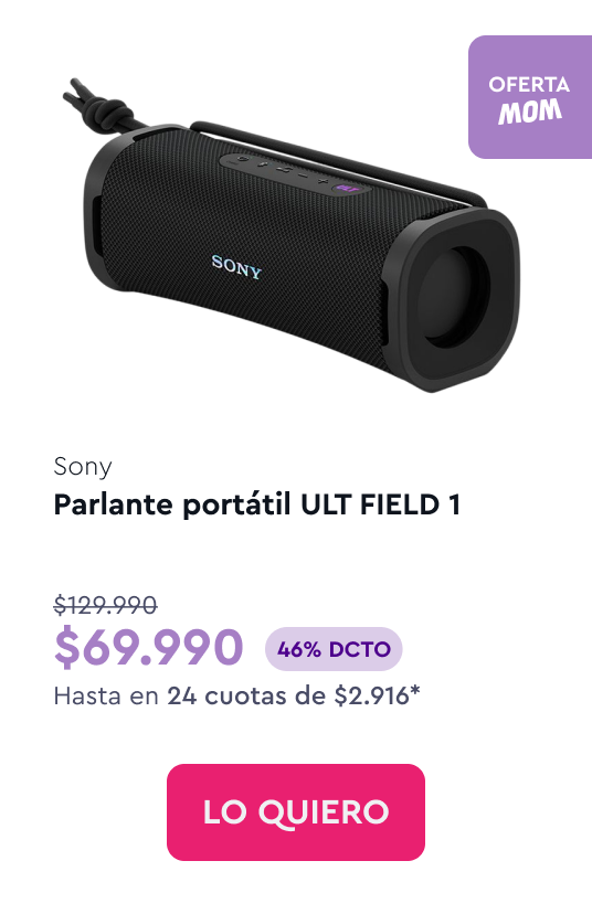 Parlante Sony Portatil ULT FIELD 1 - 24 cuotas $2.916 - Total $69.990