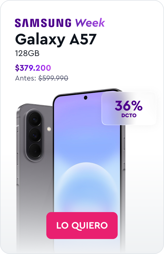 Samsung Galaxy A57 128GB - $379.200 - Antes $599.990