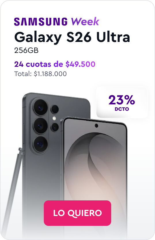 Samsung Galaxy S26 Ultra 256GB - 24 cuotas $49.500 - Total $1.188.000