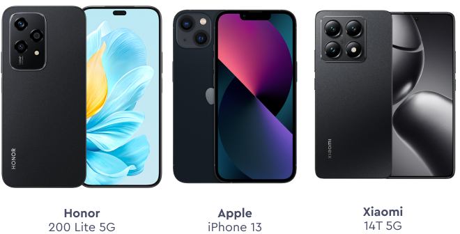 Honor 200 Lite 5G - Apple iPhone 13 - Xiaomi 14T 5G