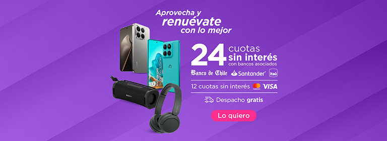 24 cuotas sin interes con bancos asociados | Banco de Chile Santander itaú | 12 cuotas sin interes Mastercard Visa | Despacho gratis | Lo quiero