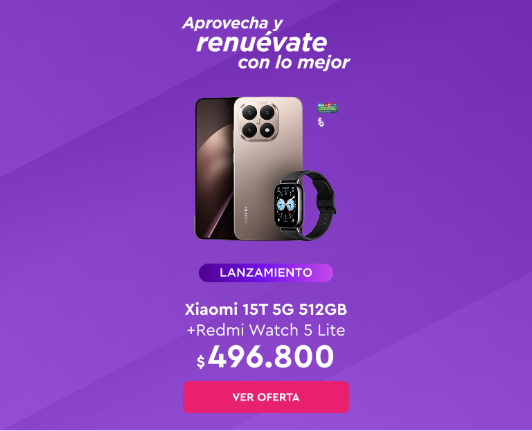 Lanzamiento Xiaomi 15T 5G 512GB +Redmi Watch 5 Lite $496.800
