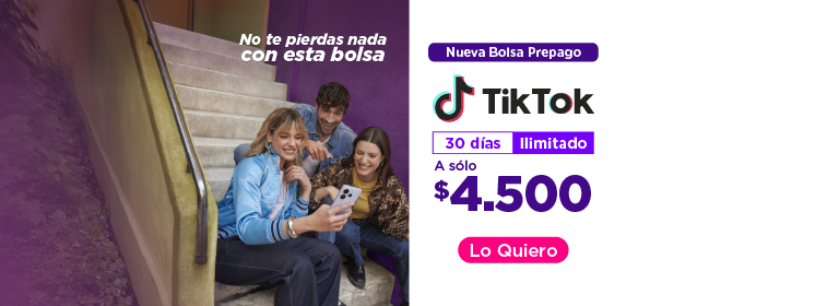 Nueva Bolsa Prepago Tiktok, 30 días ilimitado a solo $4.500 - Lo quiero