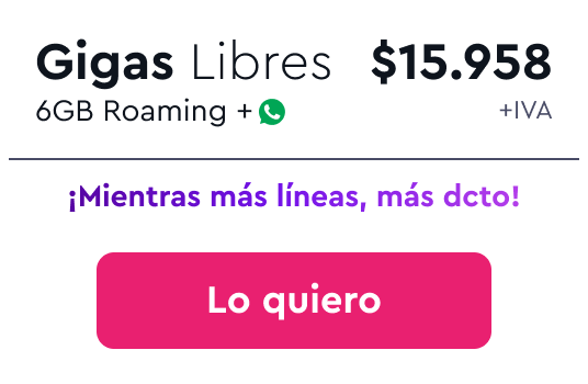 Plan Gigas Libres $15.958 +IVA