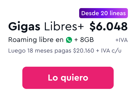 Plan GB Libres + Empresa $6.084 +IVA