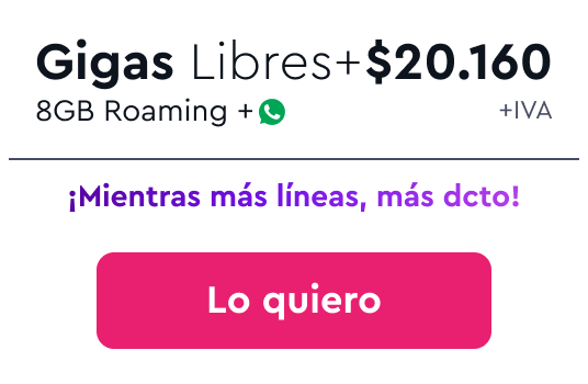Plan Gigas Libres + $20.160 +IVA
