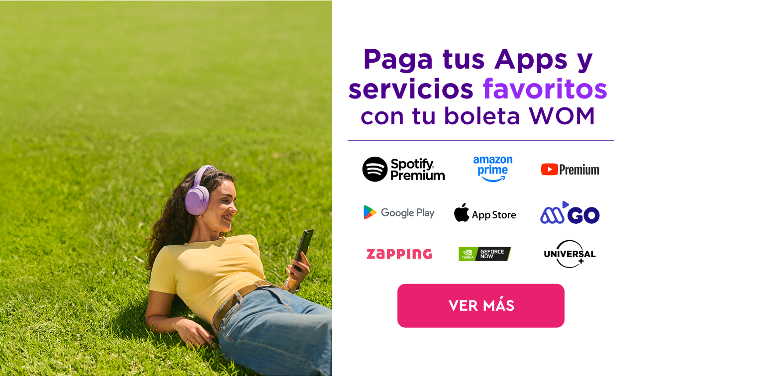 Paga tus Apps y servicios favoritos con tu boleta WOM